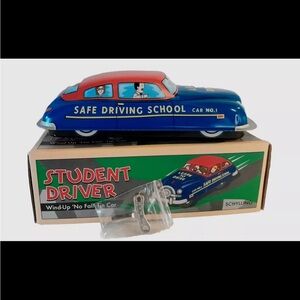 Schylling Tin Student Driver Wind-up No Fall Car New in Box  DISCONTINUED